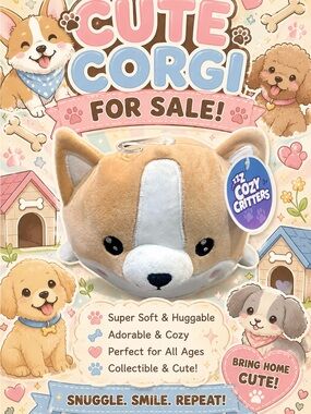 ZZZ Cozy Critters Plush Corgi - Tan & White. NWT